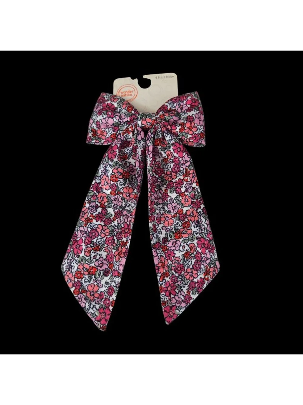 NWT Girls Pink Floral Print Jumbo 5 Inch Bow Barrette Hair Clip
